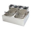 Fritadeira Elétrica de Bancada com Tanque Duplo de 12L, Máquina de Mesa com Dois Tanques para Equipamento de Restaurante de Chá e Fast Food